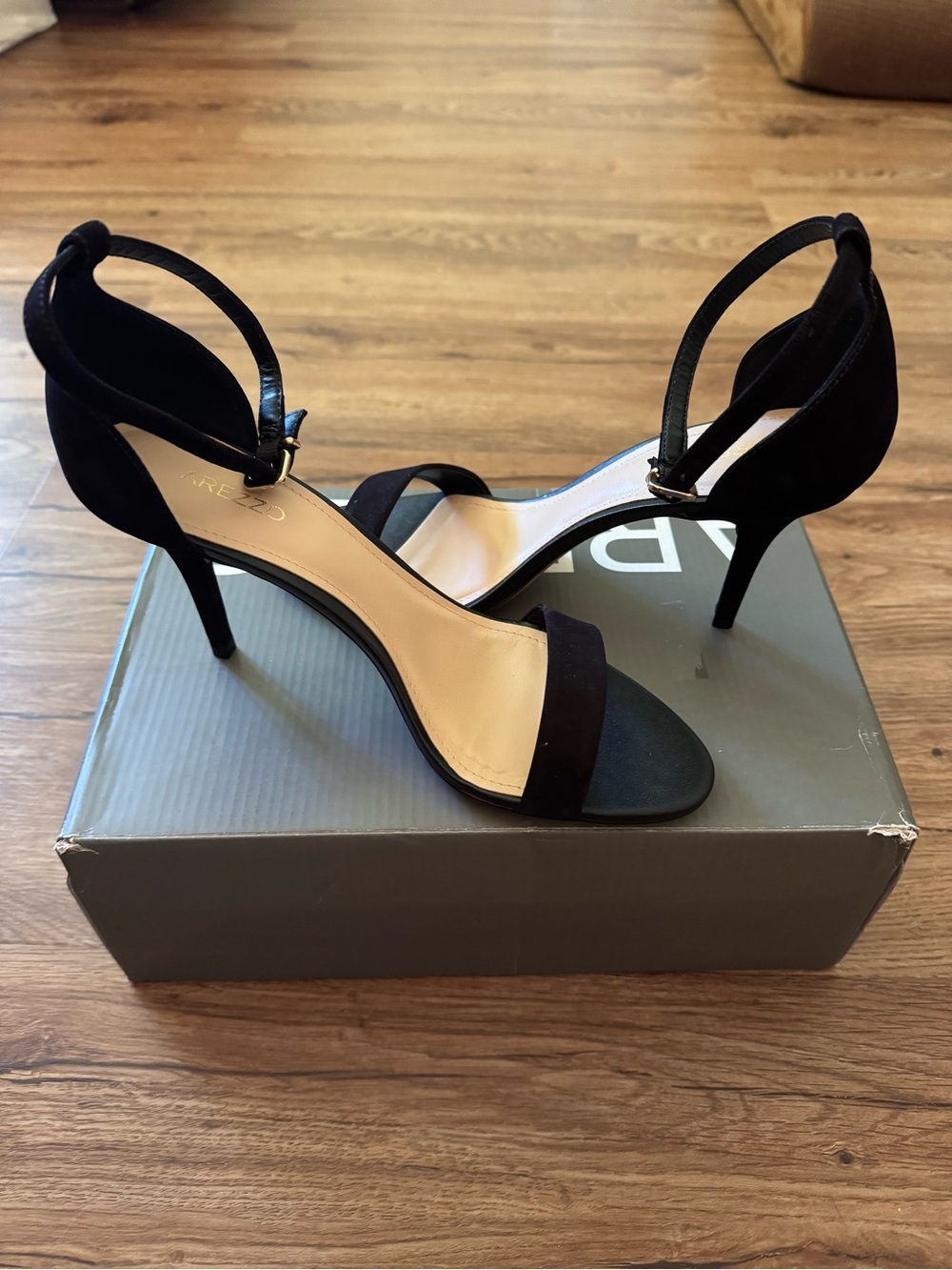 Arezzo Isabelli Ankle Strap Sandal - Black Suede - Women's Size 8 - Picture 12 of 16
